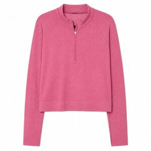 Lululemon Waffle Knit Quarter Zip Pullover Pink Thumbhole Top Size 10